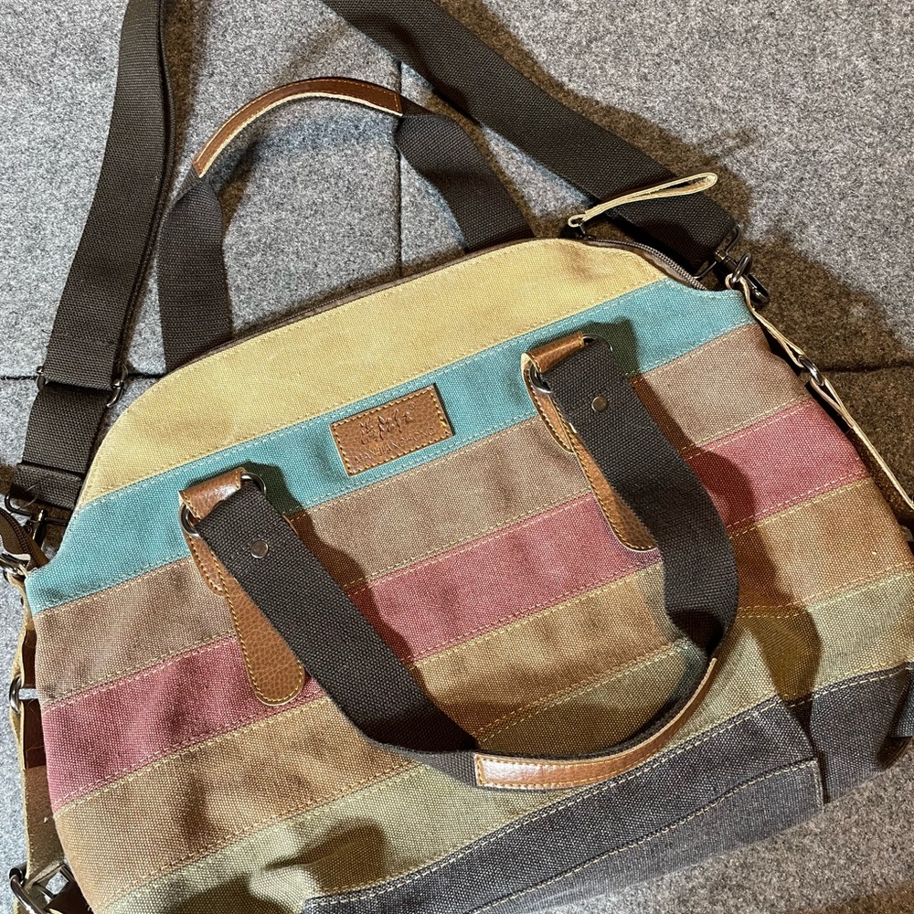 Colorful Striped Canvas Hobo Bag